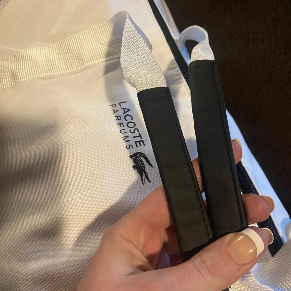 Lacoste perfumes- White Nylon Duffel Bag with Black Accents